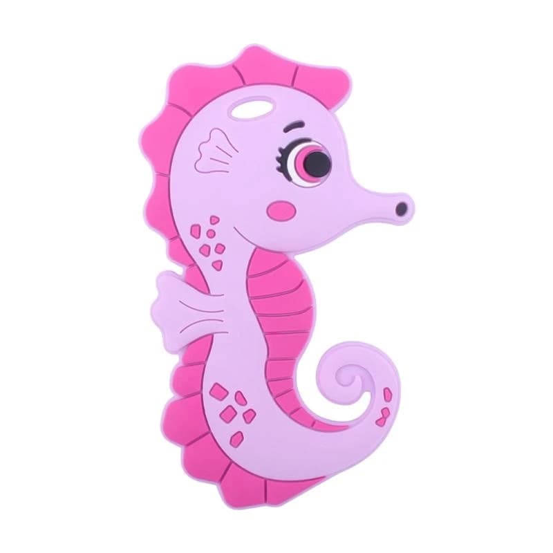 Cartoon ippocampo forma silicone bambino molare massaggiagengive catena ciuccio fai da te giocattoli 15UB