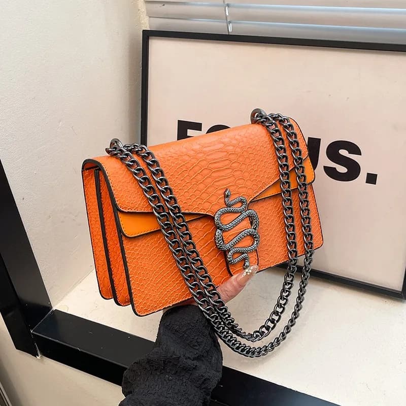 Snake skin pattern luxury bags designers chains shoulder bags for woman square crossbody bag women brands bags original pink red