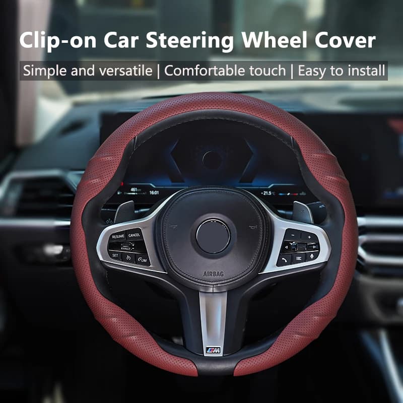 Coprivolante Rotondo per Auto con Clip, Antiscivolo e Assorbente, Texture Nappa, Universale per Tutte le Stagioni