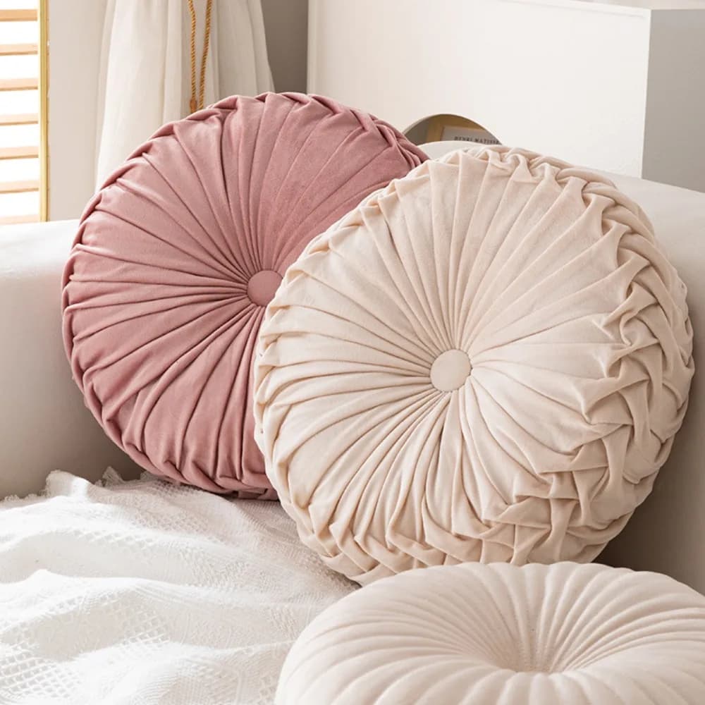 Cuscino Rotondo a Forma di Zucca, Morbido Cuscino Rosa per Supporto Lombare e Decorazione del Divano