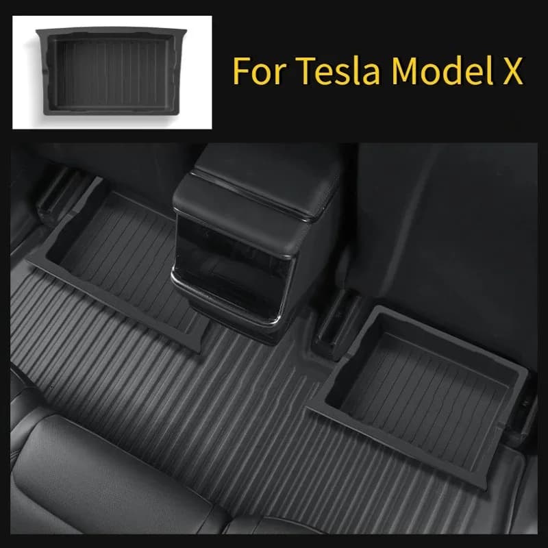 Cassetto portaoggetti sotto il sedile per Tesla Model X 2025, in TPE, a scomparsa, con meccanismo push-pull, accessori interni auto per Model X