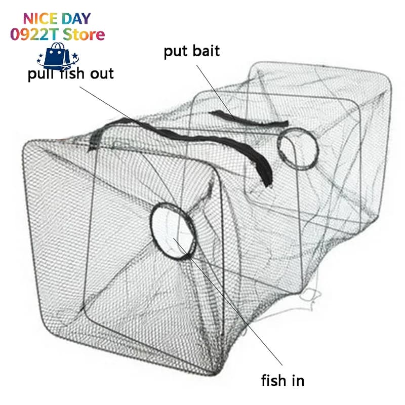 Fish Trap Net Fishing Gear Crab Prawn Shrimp Crayfish Lobster Crawdad Foldable@#X