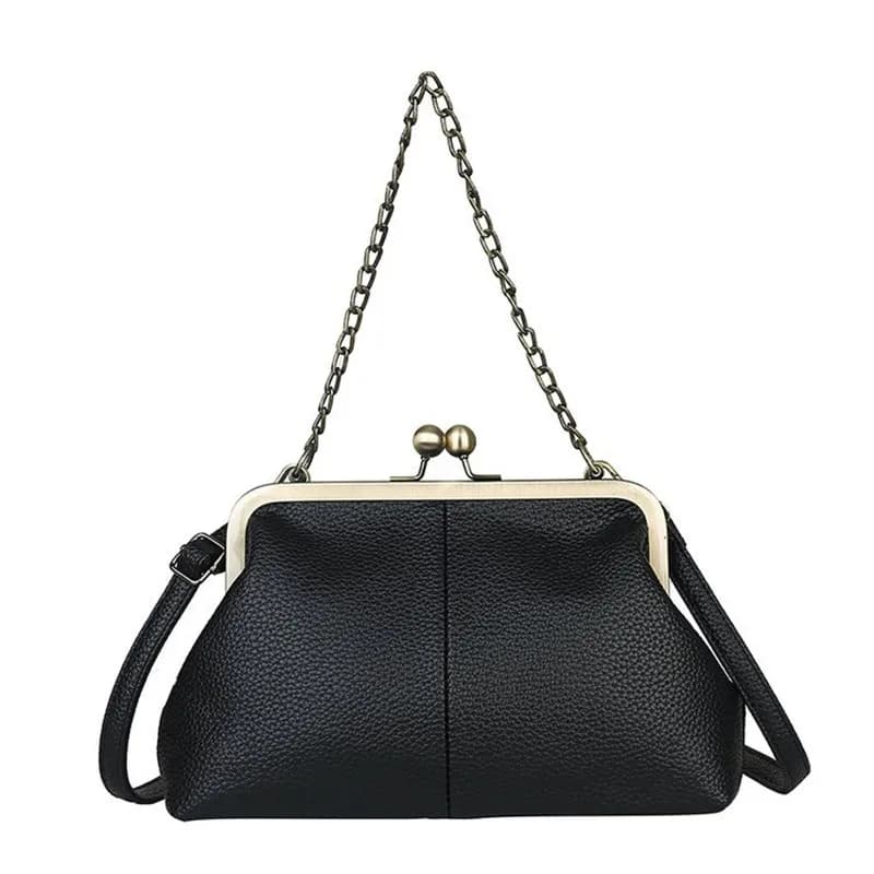 Borsa a tracolla da donna vintage 2026 di nuovo design con chiusura a clip, in pelle PU di lusso, versatile ed elegante, pochette alla moda