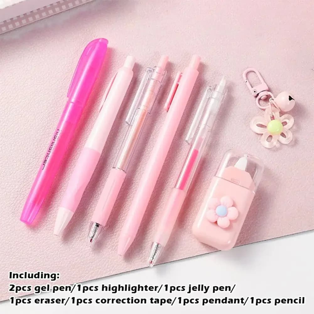 Durevole set di cancelleria 8 in 1 Macaron Color Gel Pen Evidenziatore Regalo per studenti