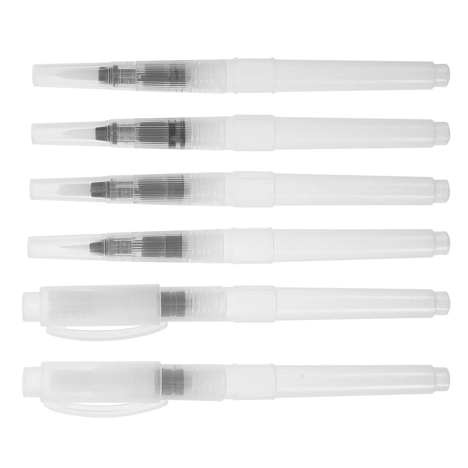 6Pcs Watercolor Brush Pen Set Refillable Design Portable Lightweight for DIY Calligraphy Lettering Drawing Painting Art Craft