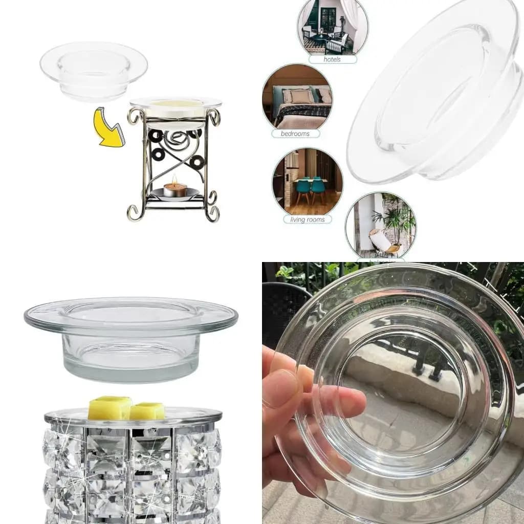 37ME 2 Pack Aromatherapies Wax Heating Dishes Set Glass Essential Oil Burners Replacement Trays For Candle Warmer Accessories
