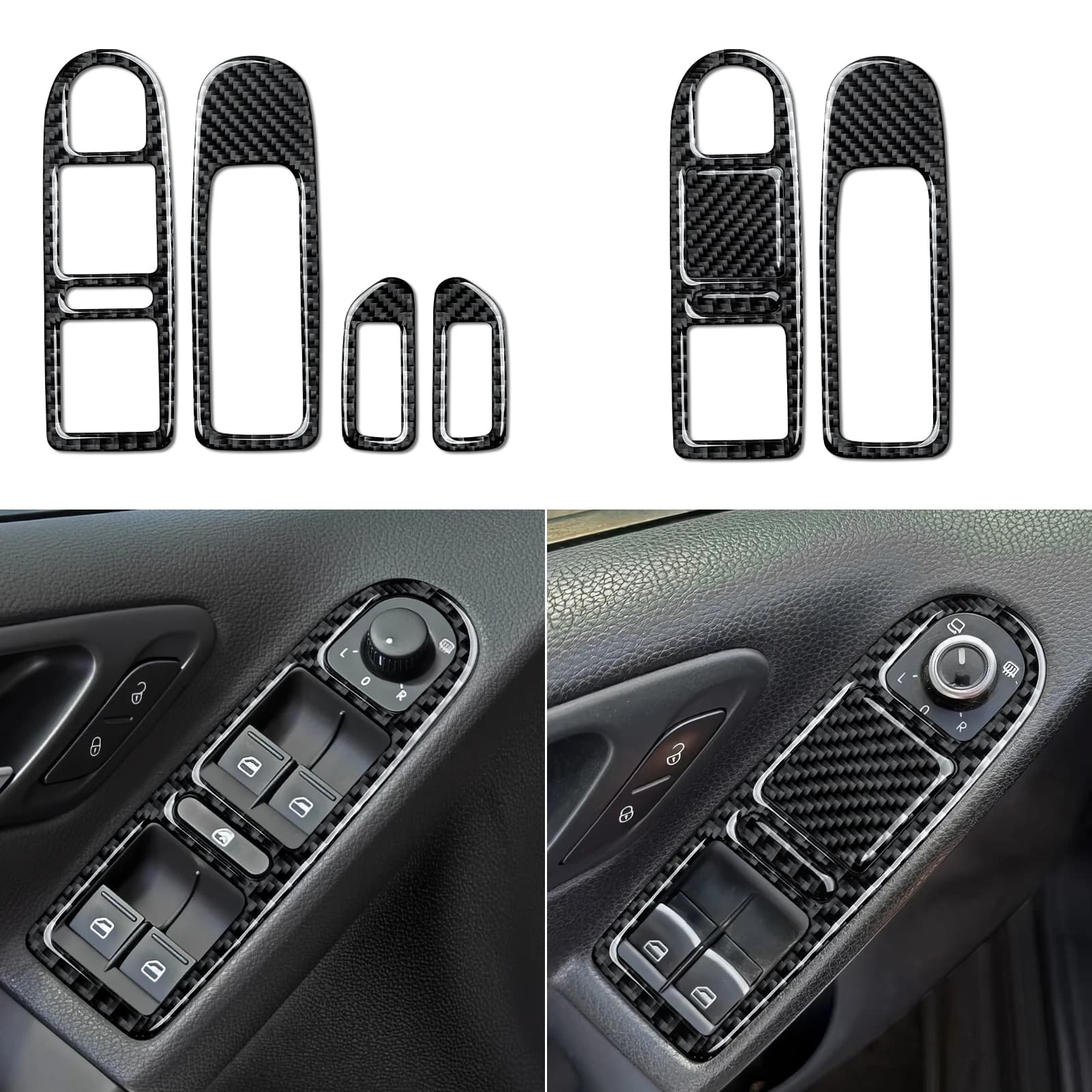 Per Volkswagen Golf VI MK6 Plus R GTI (2010-2014) Finestra Interruttore di Sollevamento Pannello In Fibra di Carbonio Interni Adesivo Accessori Auto