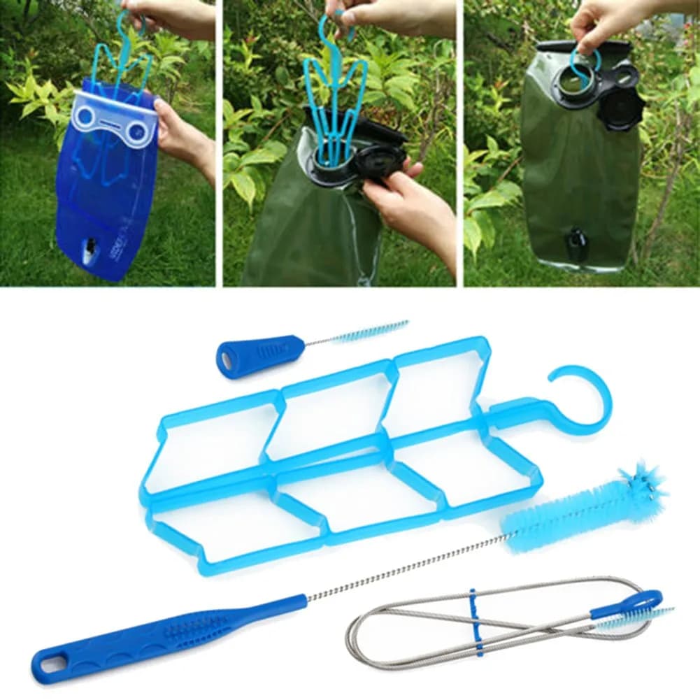 Kit di Pulizia per Sacche d'Acqua da 4 Pezzi, Strumento Multifunzione per la Pulizia di Sacche d'Acqua, Attrezzi da Campeggio per Sacche d'Acqua