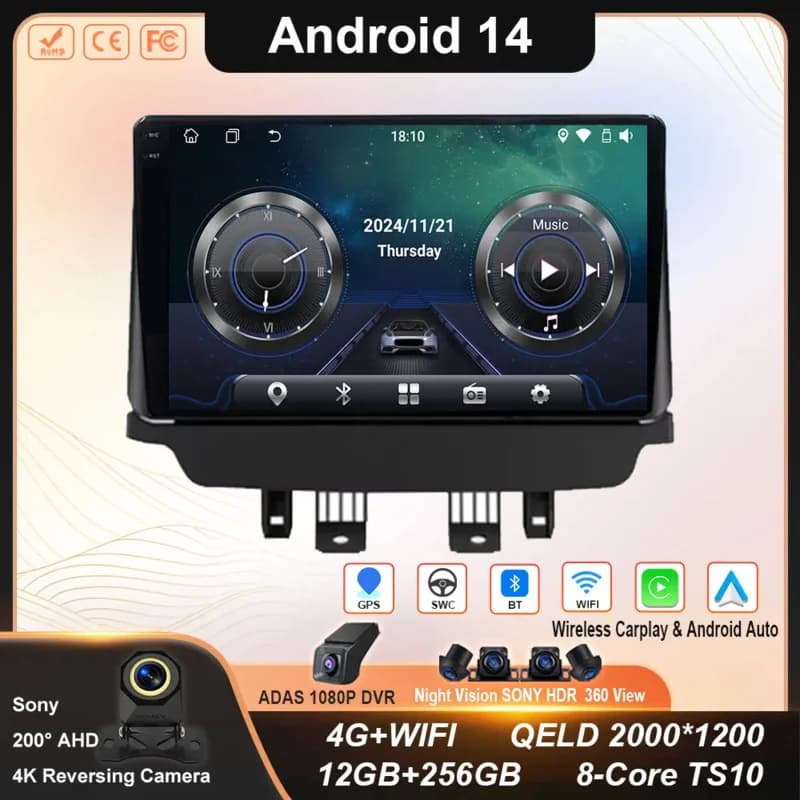 Android 14 Carplay Auto For Mazda CX-3 CX3 Mazda 2 DK 2014 - 2017 2018 2019 2020 2021 Car Radio Multimedia Player Stereo 4G WIFI