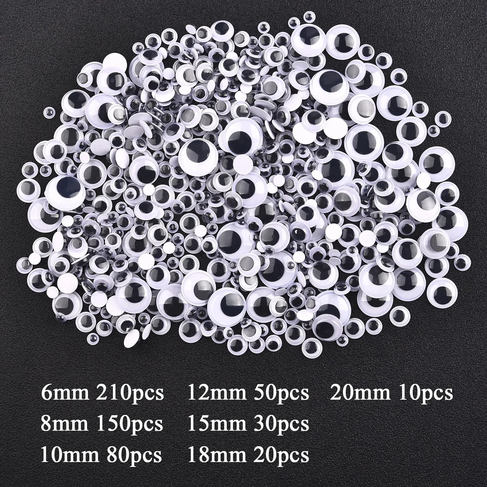 DIY Movable Eyes Simulation Animal Eyeball Black White Color Self-Adhesive Doll Eye Kindergarten Children Craft Supplies