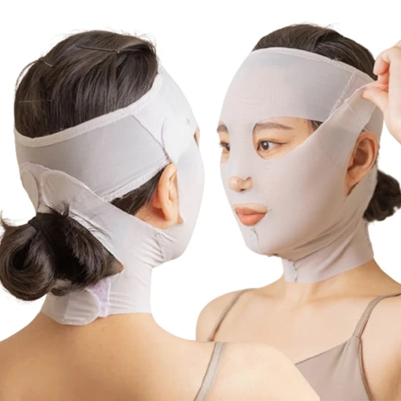 Reusable 3D Mask Breathable for Female Beauty, Anti-Walk Fascia Slender, V-Motor for Full Face Lifting, Sleeping Mask