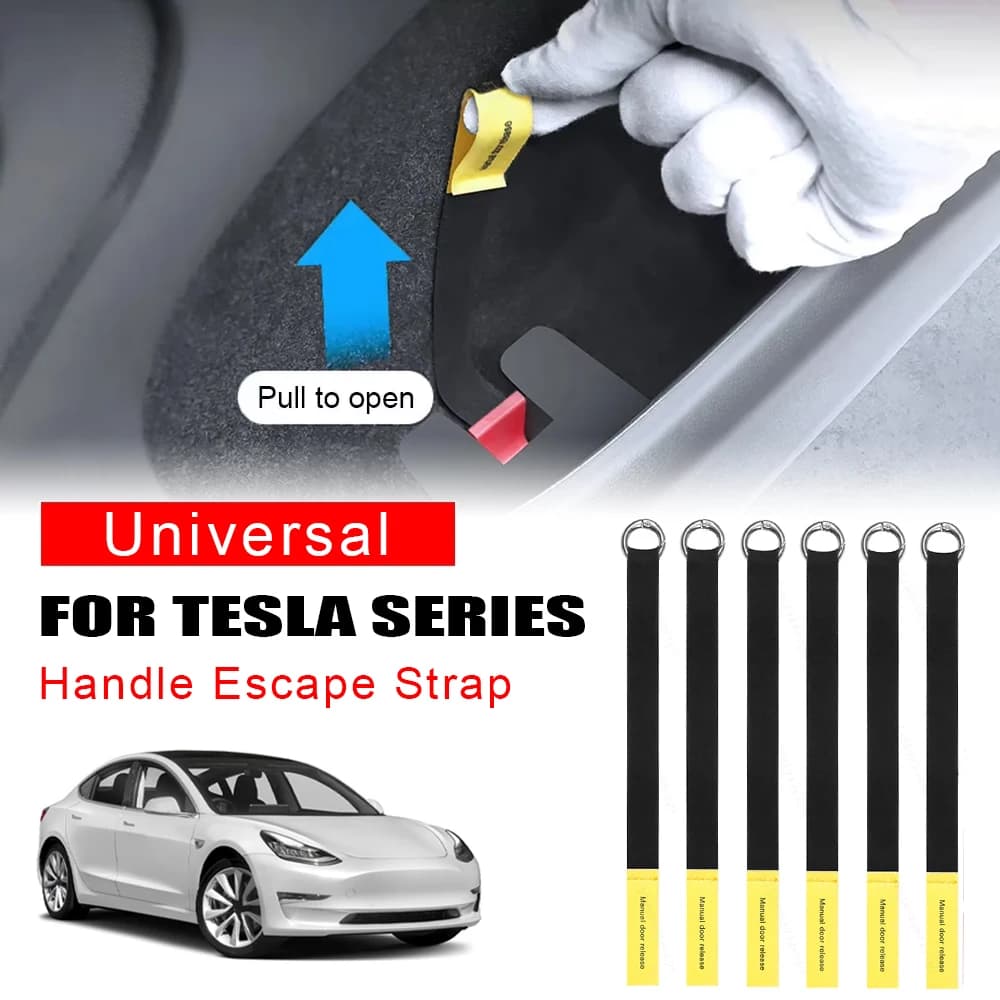2 pieces Emergency handle Extended escape strap Door manual release Emergency safety Pull rope Emergency extractor for Tesla Model Y