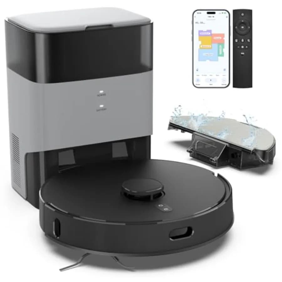 T20+ Robot Vacuum and Mop Combo Self-Emptying, 6, 000Pa Suction Robot Vacuum Cleaner, 75-Day Hands-Free, Home Mapping, APP/Remo