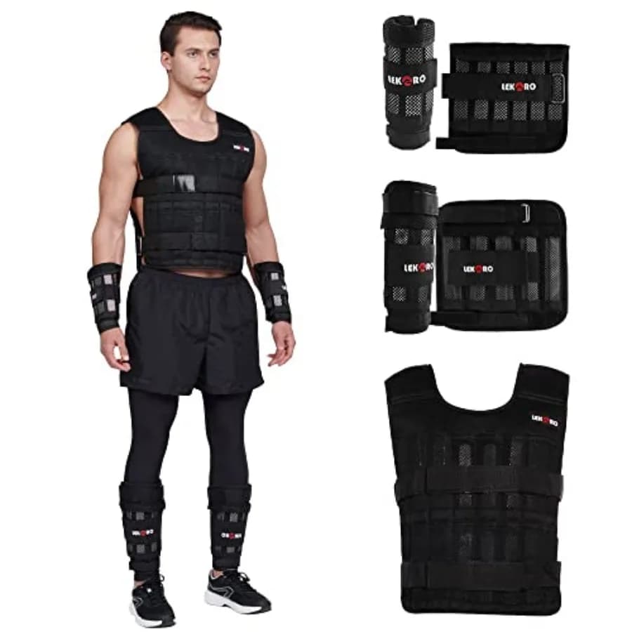 Men's and Women's Adjustable Weights Vest, 10-50 Libraries, Removable Steel Plates, for Strength Training and Fitness Cardio, Color Black