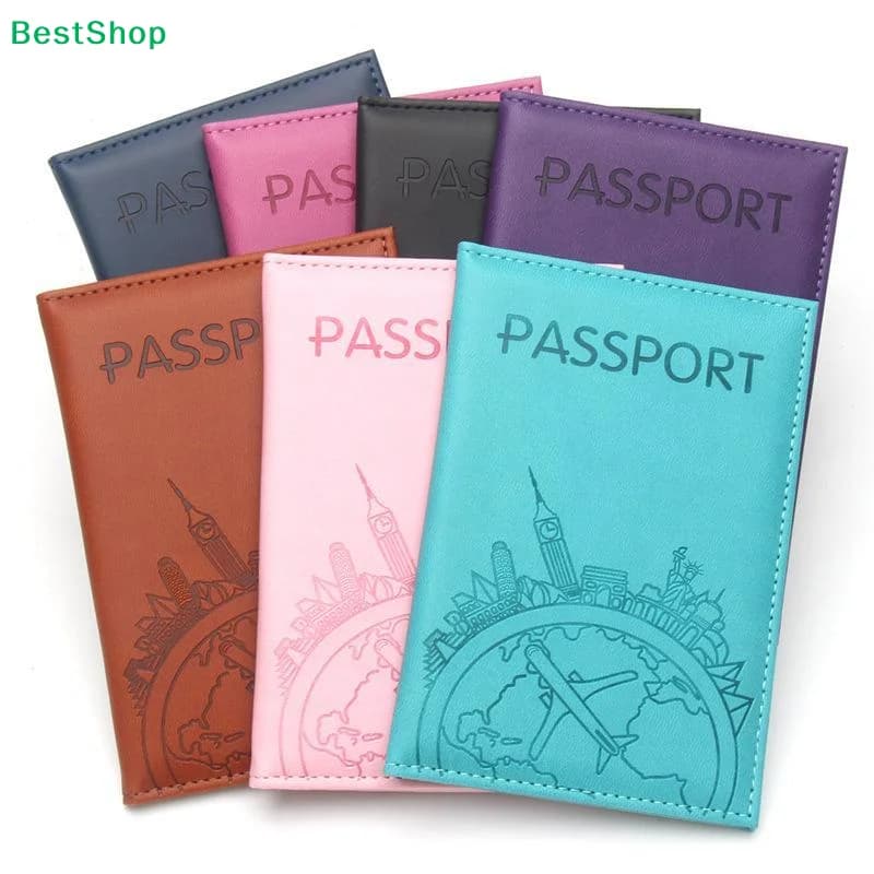 〔Z〕Global Flight Printed Passport Holder Leather Passport Covers Id Holder Plane Ticket Holder