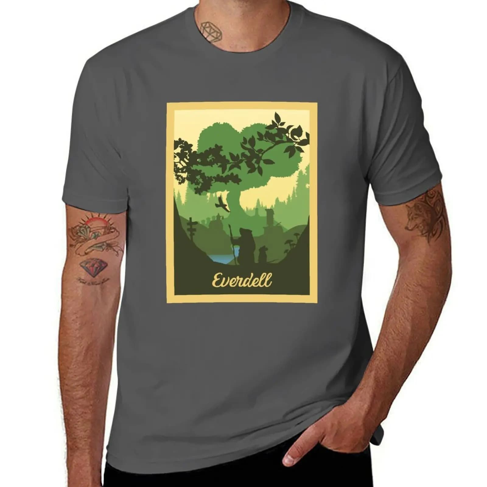 Game (Authorised) Minimalist Style - Travel - Poster Everdell Art Board Games - T-shirt da uomo per il lavoro all'aperto