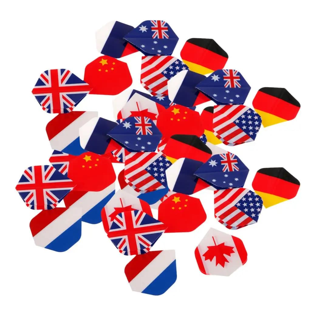 40 pezzi di design con motivo bandiera nazionale, voli per freccette, forma standard, accessori per giochi di ricambio per freccette extra resistenti premium