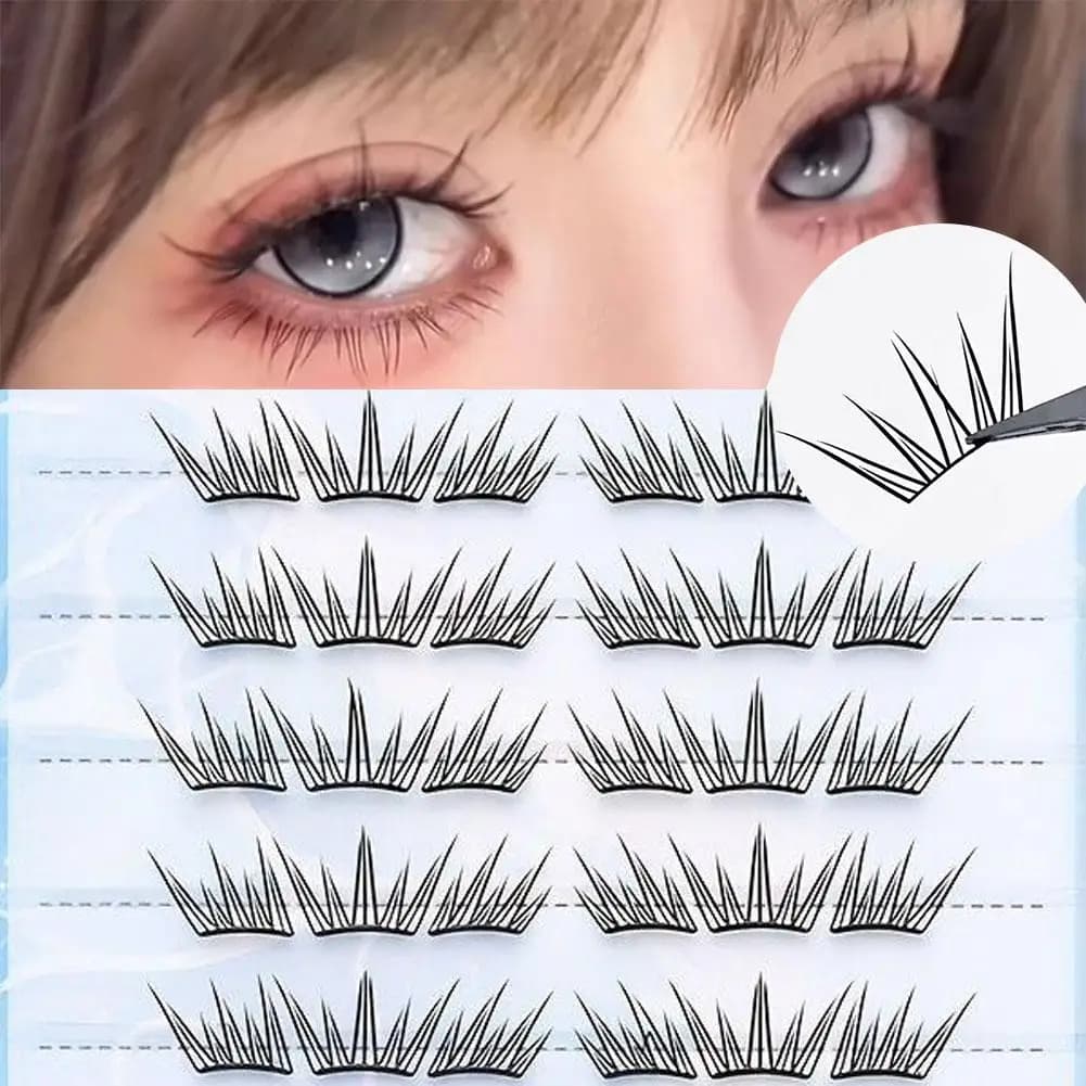 Ciglia Finte Xia Ri Lan Yan Lei Y2K Fox Eye Segmentate, Ciuffetti Singoli Voluminosi, Extension Ciglia Naturali, Affascinanti, Morbide e Riutilizzabili