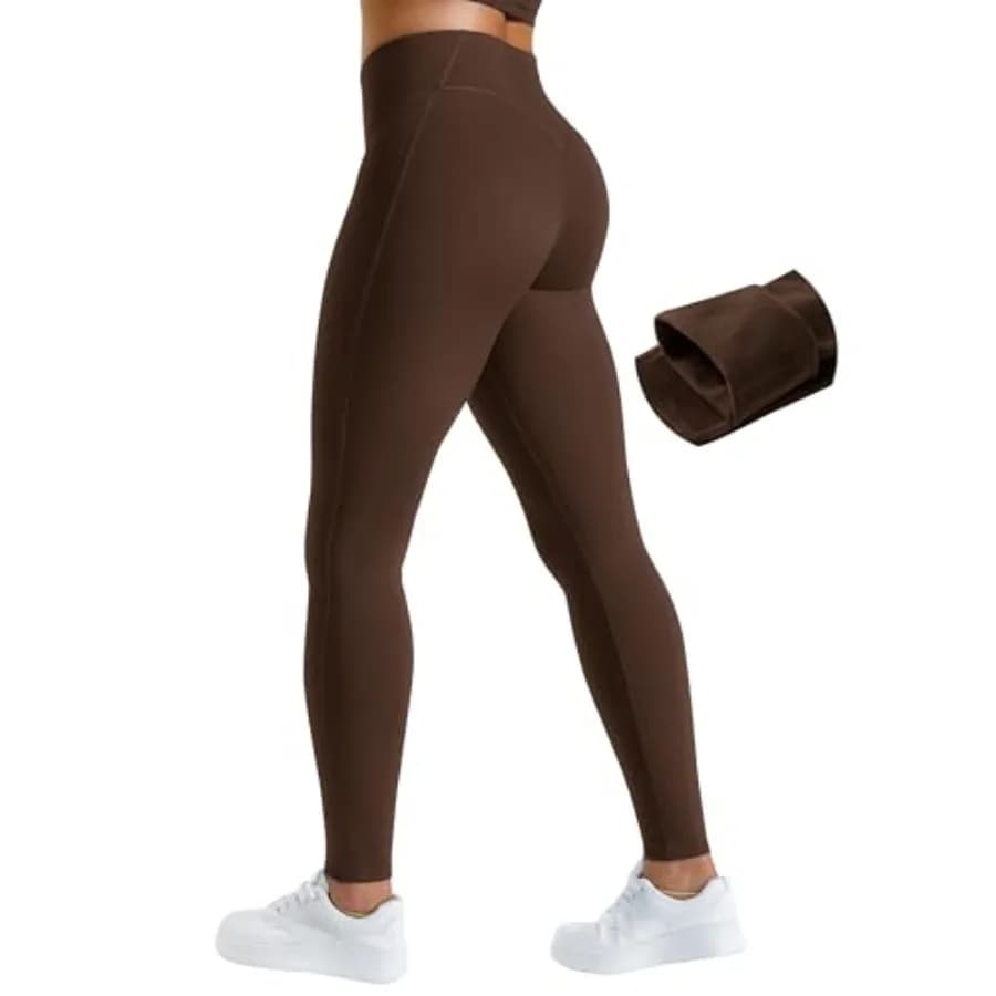 Leggings da donna AVGO foderati in pile, effetto push-up invisibile, caldi e termici, a vita alta, per allenamento, escursioni e yoga