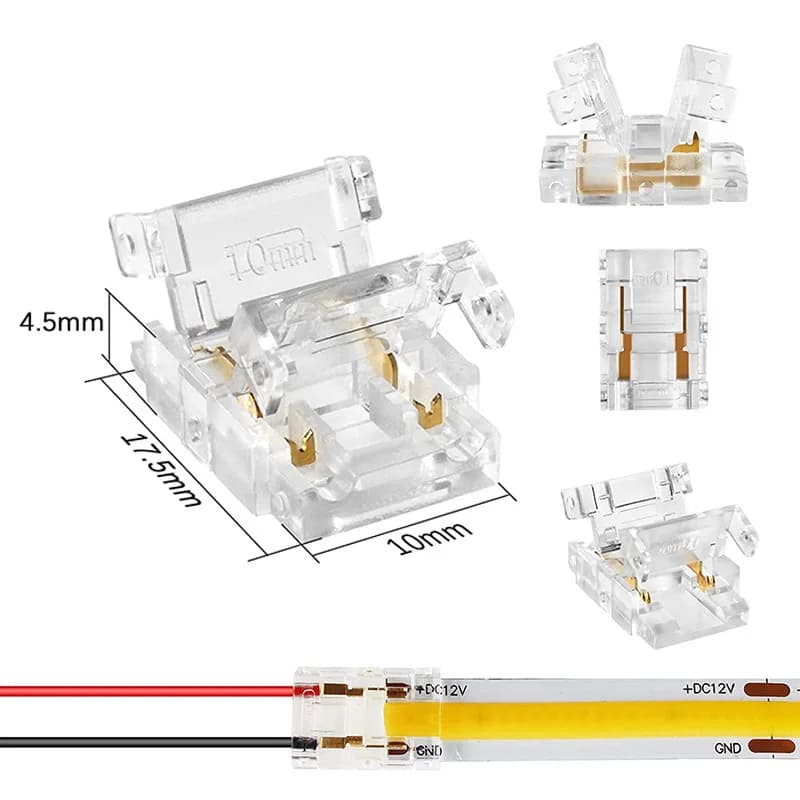 Connettori LED da striscia COB a filo Connessione da 5 8 10 mm Estensione senza saldatura per strisce LED CCT FCOB RGB Connettore da 2 3 4 pin