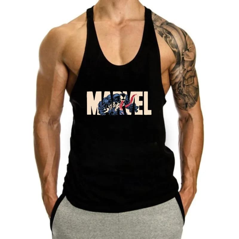 Canotte estive da uomo Abbigliamento da palestra maschile Y2K Venom Grafica Gilet a forma di I 100% cotone Fitness Muscolare Camicia senza maniche Abbigliamento sportivo
