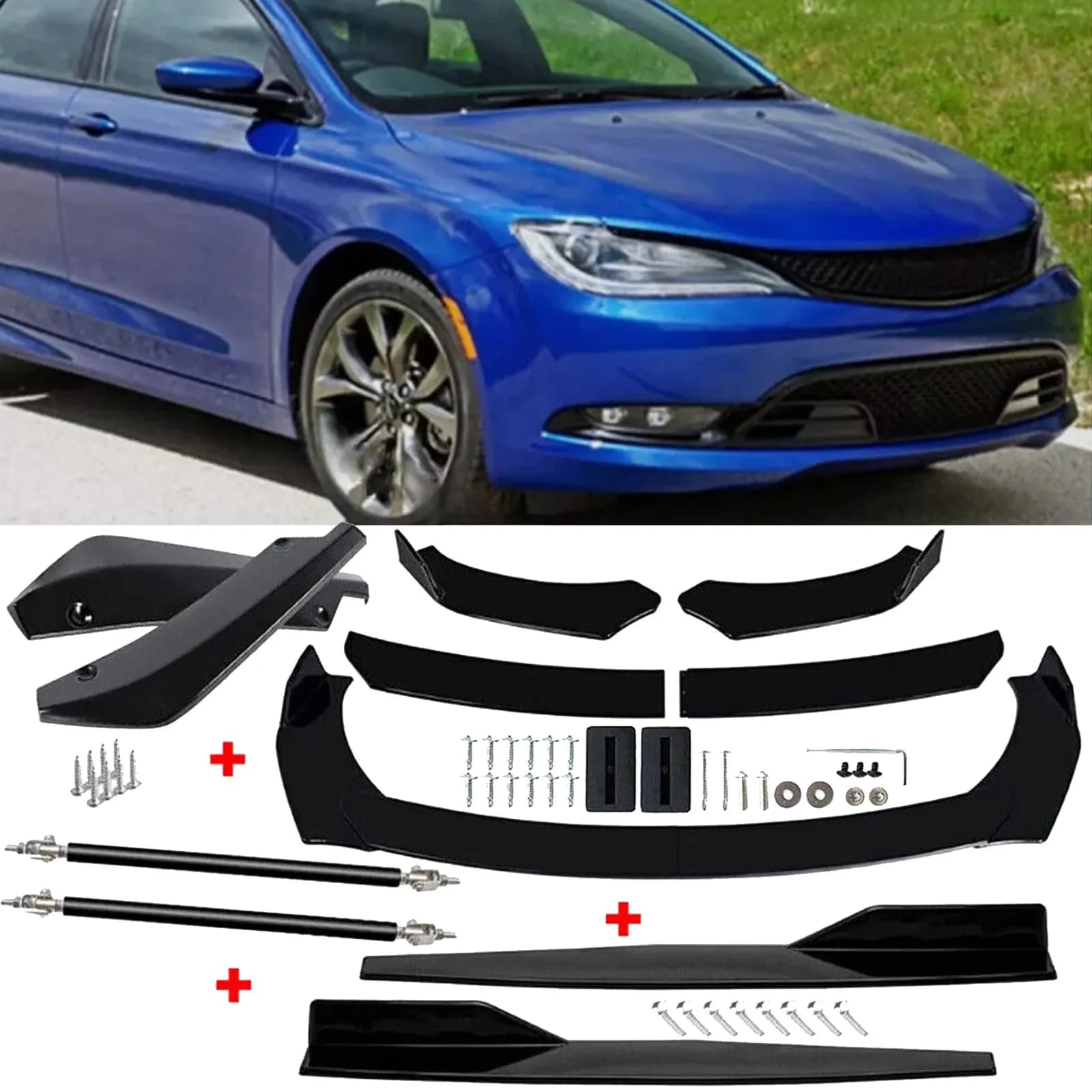 For Chrysler 300 Front Rear Bumper Lip Spoiler Body Kit Splitter Side Skirt