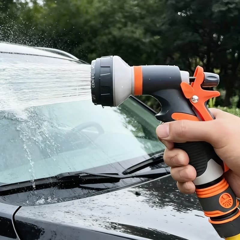Ugello multifunzionale per tubo da giardino, irrigatore da giardino, pistola ad acqua regolabile per lavaggio auto, pistola ad acqua per lavaggio auto resistente e antiruggine