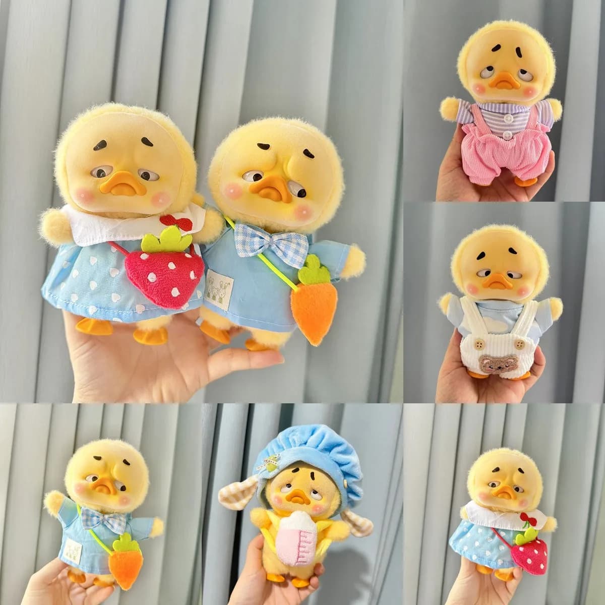 Set per la scuola materna Anatra sconvolta Abbigliamento per anatre Serie di peluche Accessori per bambini carini Vestiti per bambole di anatra gialla piccola