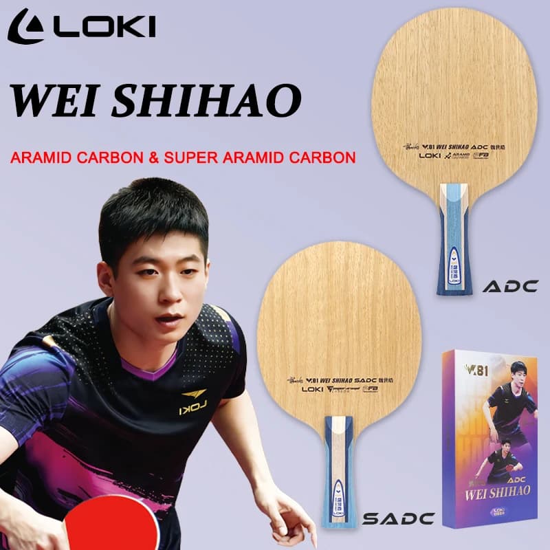 Ping Pong LOKI ADC SADC WEI SHIHAO Racket, 5 Woods 2 Aramidic Carbon, Professional OFF+ Racket for Table Tennis