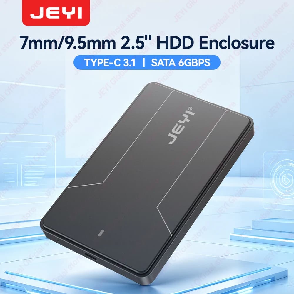 JEYI Box Esterno Portatile per Disco Rigido da 2.5 pollici USB 3.1 Type-C a SATA III Senza Attrezzi per HDD/SSD SATA da 7mm/9.5mm Supporto UASP