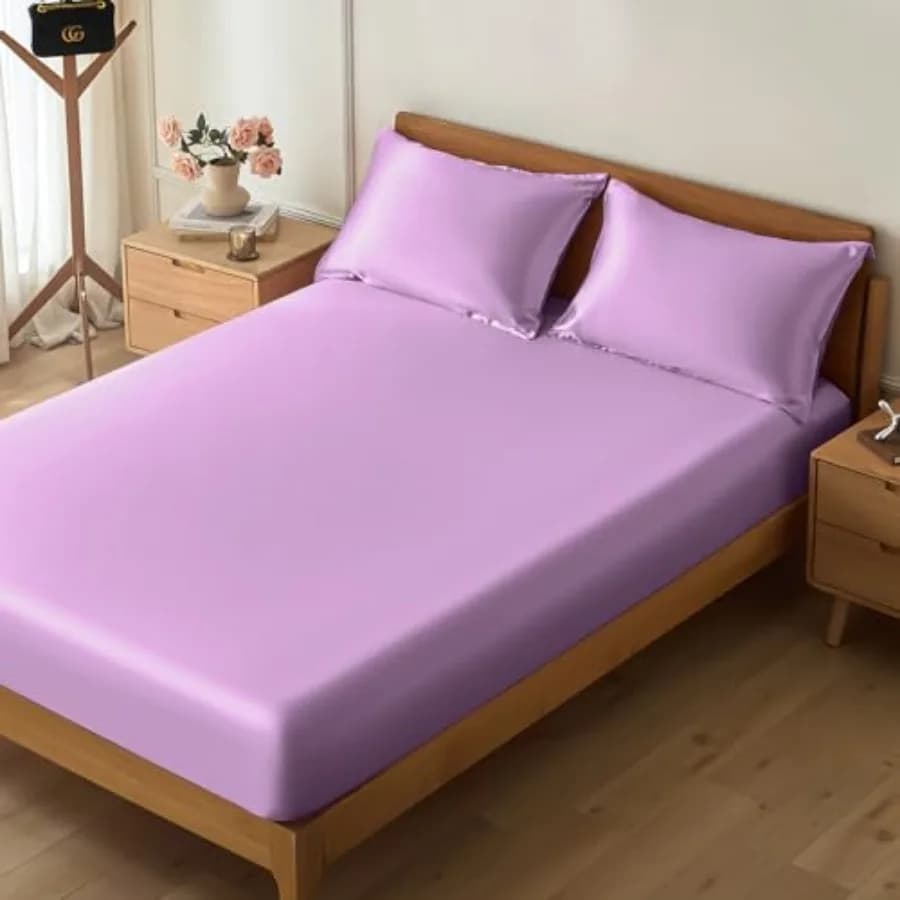 Set di lenzuola in raso a 3 pezzi, lenzuolo con angoli e 2 federe, simile alle lenzuola in seta, set di biancheria da letto lussuoso e setoso