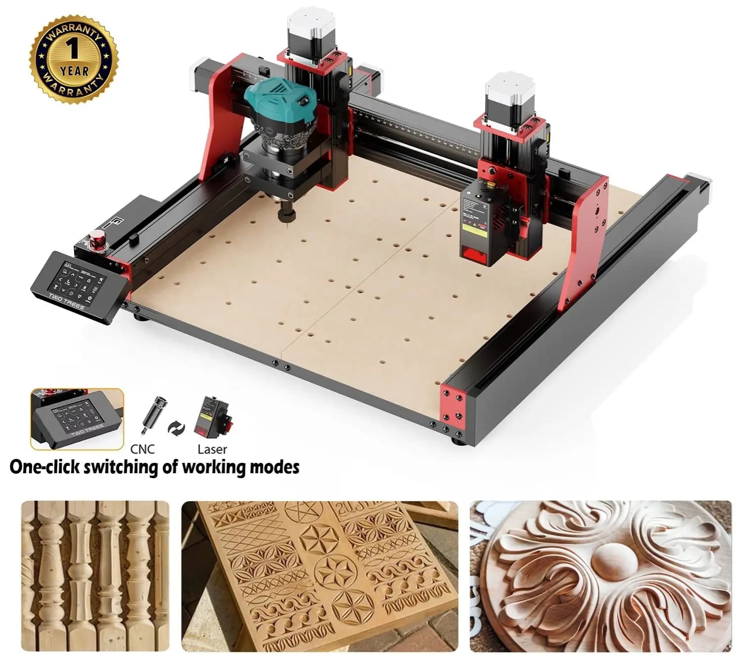 TWOTREES TTC450 Pro 4-axis CNC machine for metal cutting, for CNC router and laser engraving on wood, GRBL control