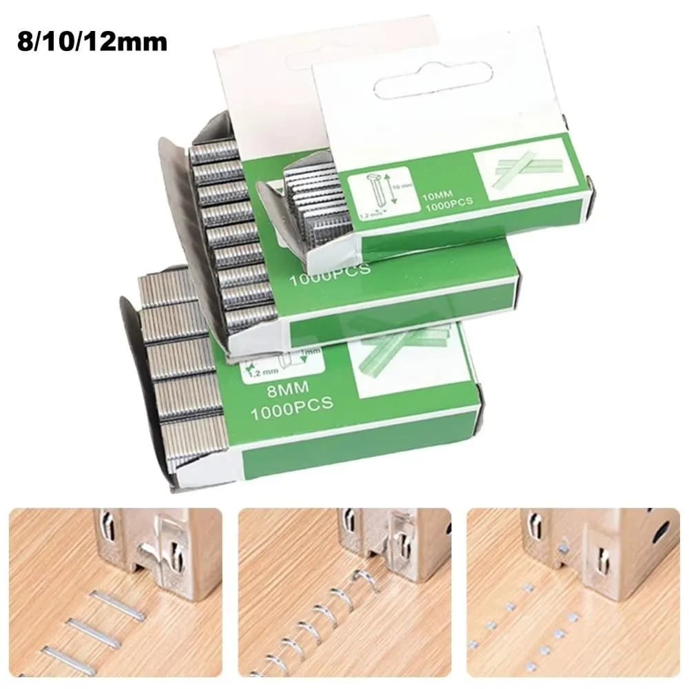 1000 Pezzi Graffette a Forma di U da 8/10/12mm, Accessori per Graffette Elettriche, Graffette a U per Lavori di Corniciatura, Graffette Manuali, Utensile Manuale