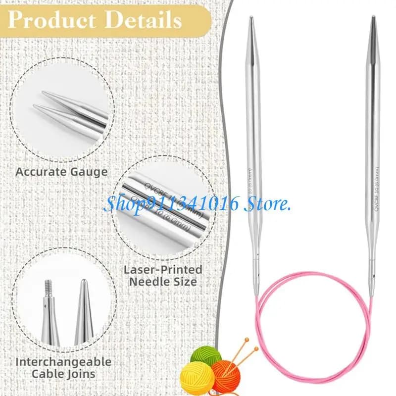 13CM Long Stainless Steel Circular Knitting Needle Interchangeable Circular Needle For Handmade Sweater Scarf Blankets