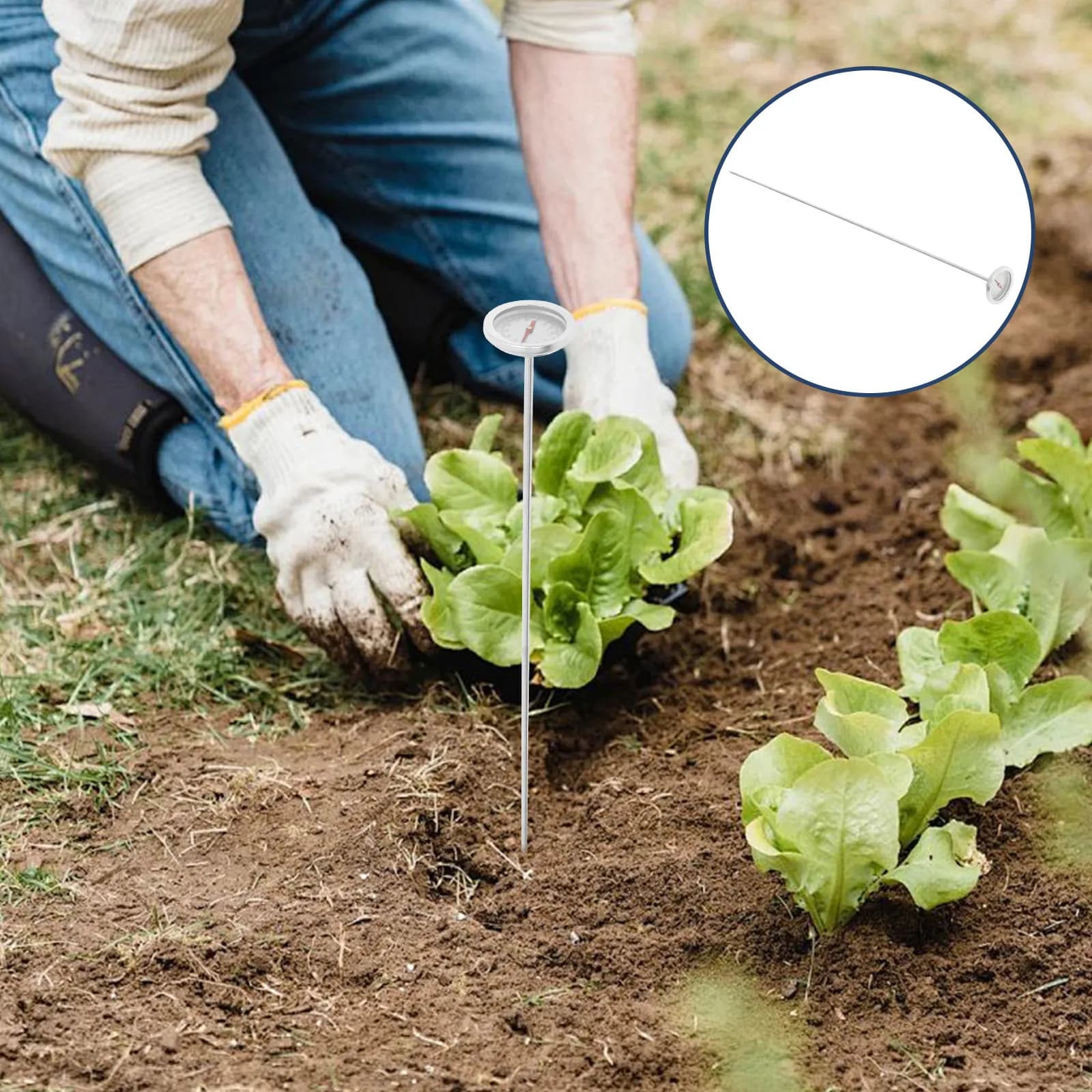 Termometro per la Temperatura del Suolo con Sonda Lunga in Acciaio Inossidabile per Monitoraggio Compostaggio, Giardino, Compostiera Esterna, Serra