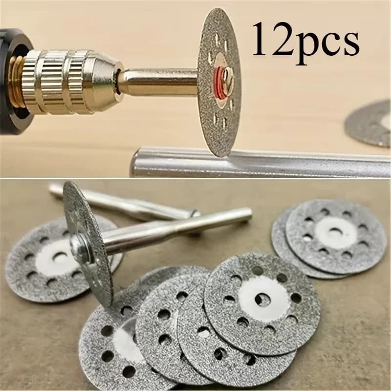 Set di 10 dischi diamantati da 22 mm con 2 mandrini, dischi da taglio sottili da 0,4 mm per utensili rotanti, taglio di giada, pietra e metallo