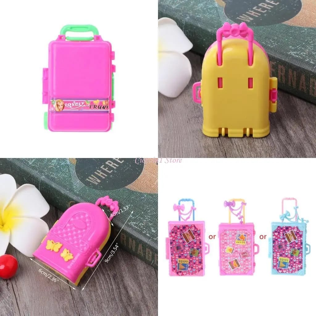 Y1UB bagagli in plastica in per custodia con rullo mobile per bambini per bambole giocattolo