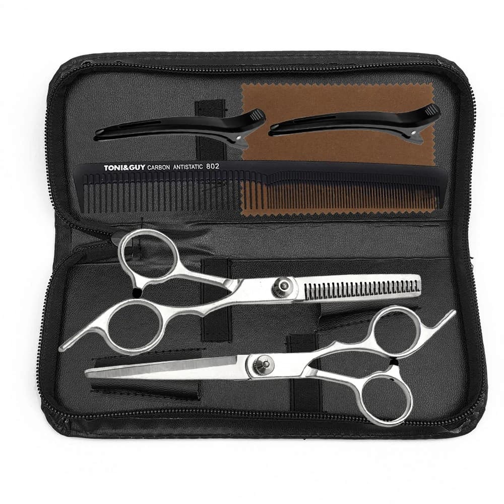 Set Professionale di Forbici da Barbiere 6 Pollici, Accessori per Parrucchieri, Strumenti per Taglio e Sfilatura dei Capelli