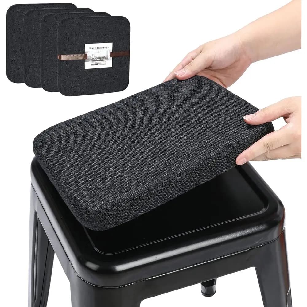 Set of 4 Magnetic Bearings in Natural Linen for Bar Stools, Breathable Anti-slip Pads for Small Chairs or Chairs Stackable by Bistrot