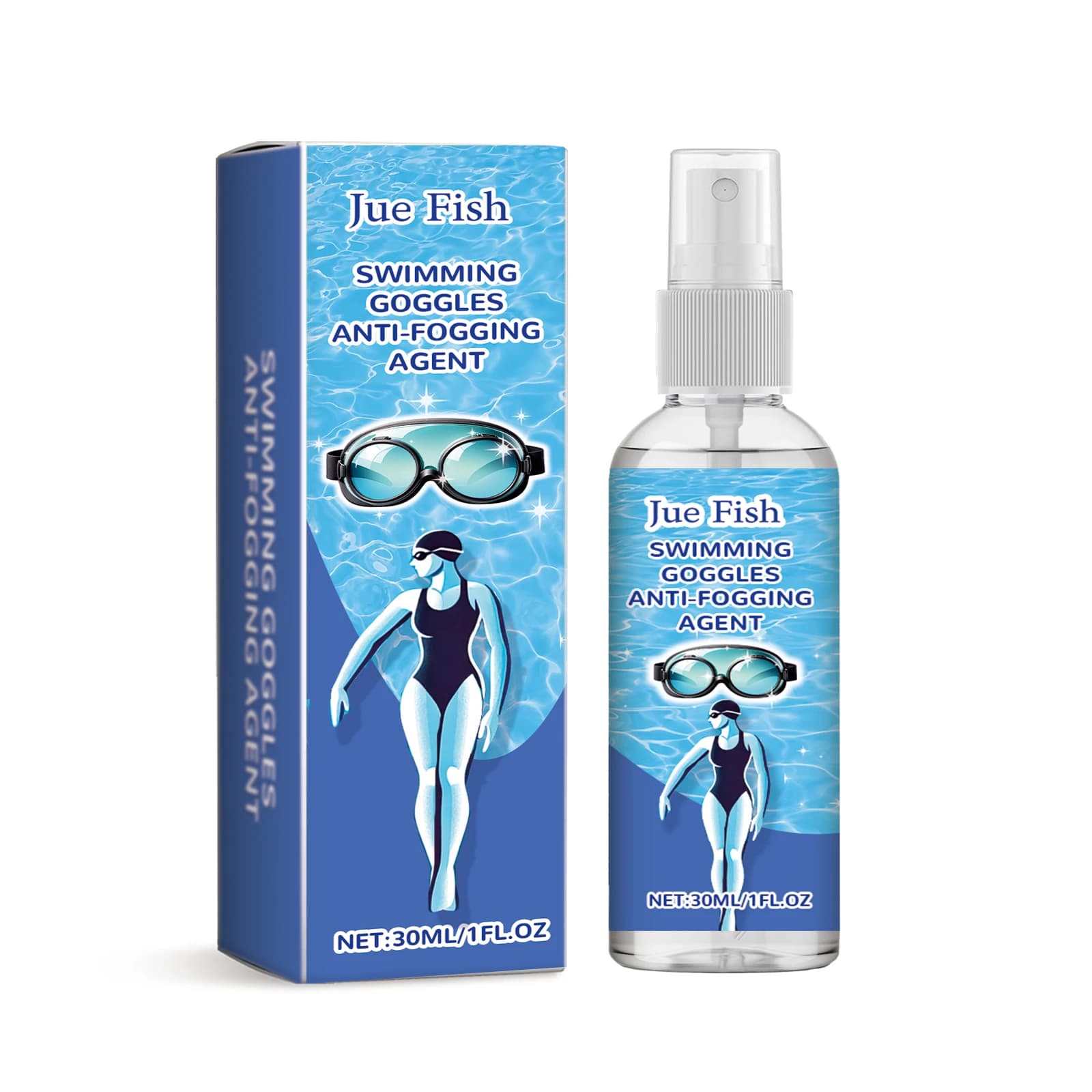 Jue-Fish Spray Occhiali Defogger Occhiali da sole Occhialini da nuoto Detergente Agente antiappannamento
