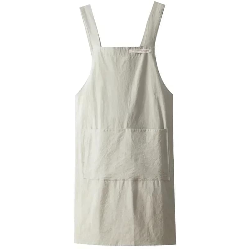 Grembiule da donna semplice giapponese e coreano grembiule in denim in cotone e lino tinta unita camicetta da cucina Grembiule da caffetteria per fioristi