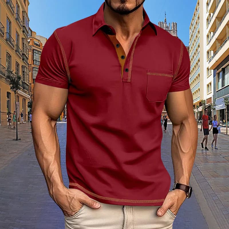 Polo estiva da uomo a maniche corte 2024 new pocket risvolto top polo da uomo casual moda europea e americana