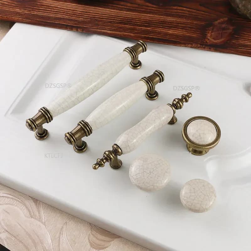 Maniglie per mobili in ceramica bronzo europeo Manopole per cassetti Maniglie per porte per guardaroba Maniglia per mobili