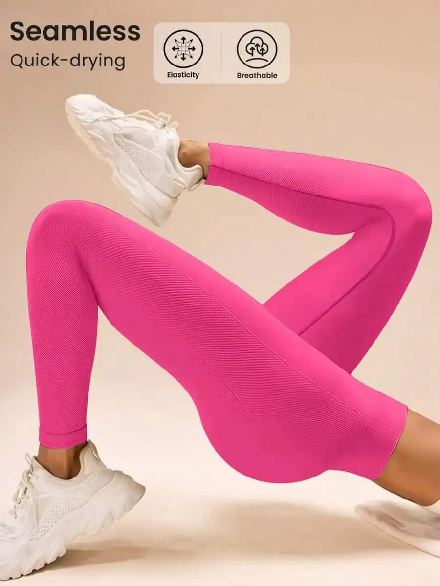 Leggings sportivi a vita alta a tinta unita per donna