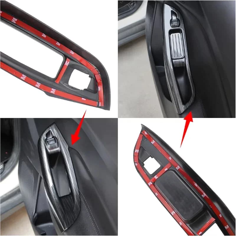 Per Ford Focus 3 MK3 MK4 2009-2017 Adesivo Decorativo Nero in Legno per Pannello Finestrino Bracciolo Interno Portiera Auto Accessori