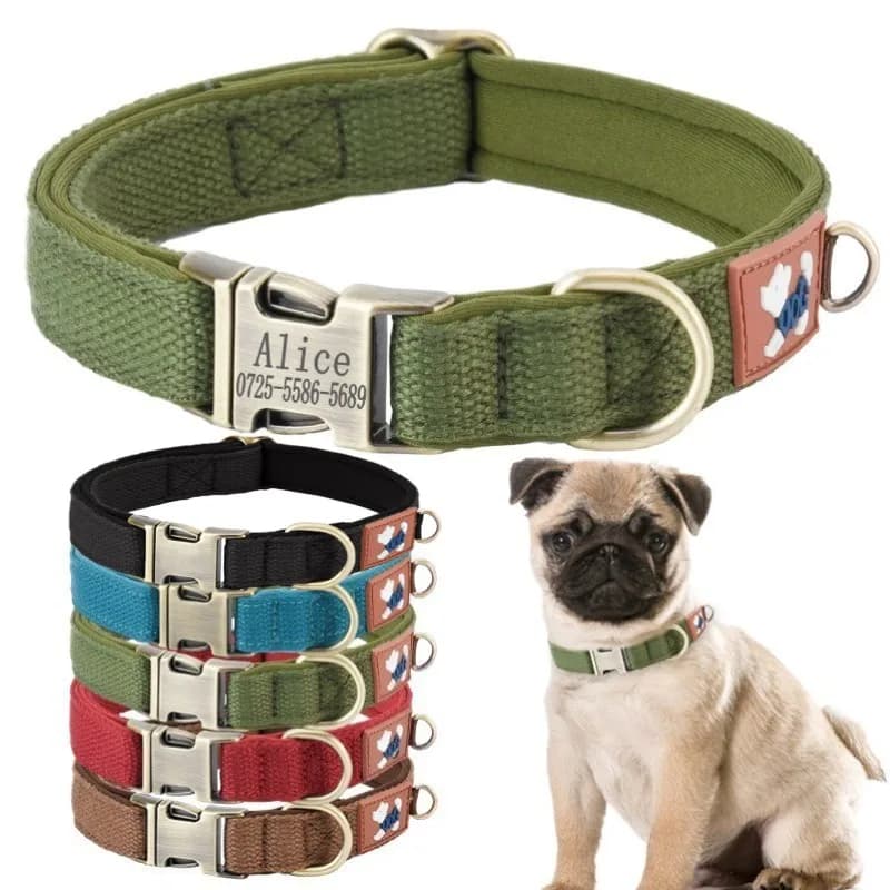 Custom Dog Collar Free Engraved Pet Id Necklace with Metal Buckle Adjustable Pet Collar Leash Sets for Small Medium Large Dogs