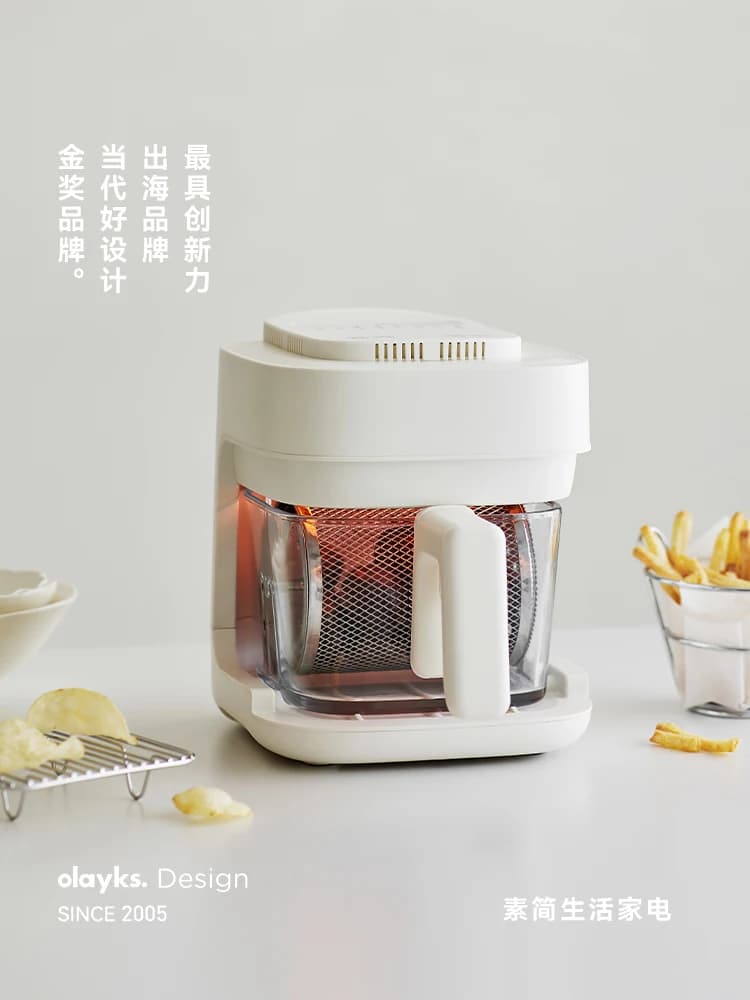 Air Fryer with Glass Box Smart Multifunction Visual Electric Fryer for Home Use without Tipping