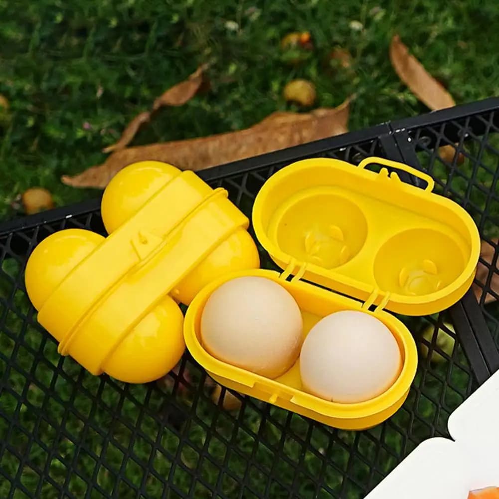 Contenitore per Uova Antiurto a 2 Scomparti, Leggero, in Plastica, per Conservazione Uova, Organizzatore da Viaggio, Campeggio e Cucina