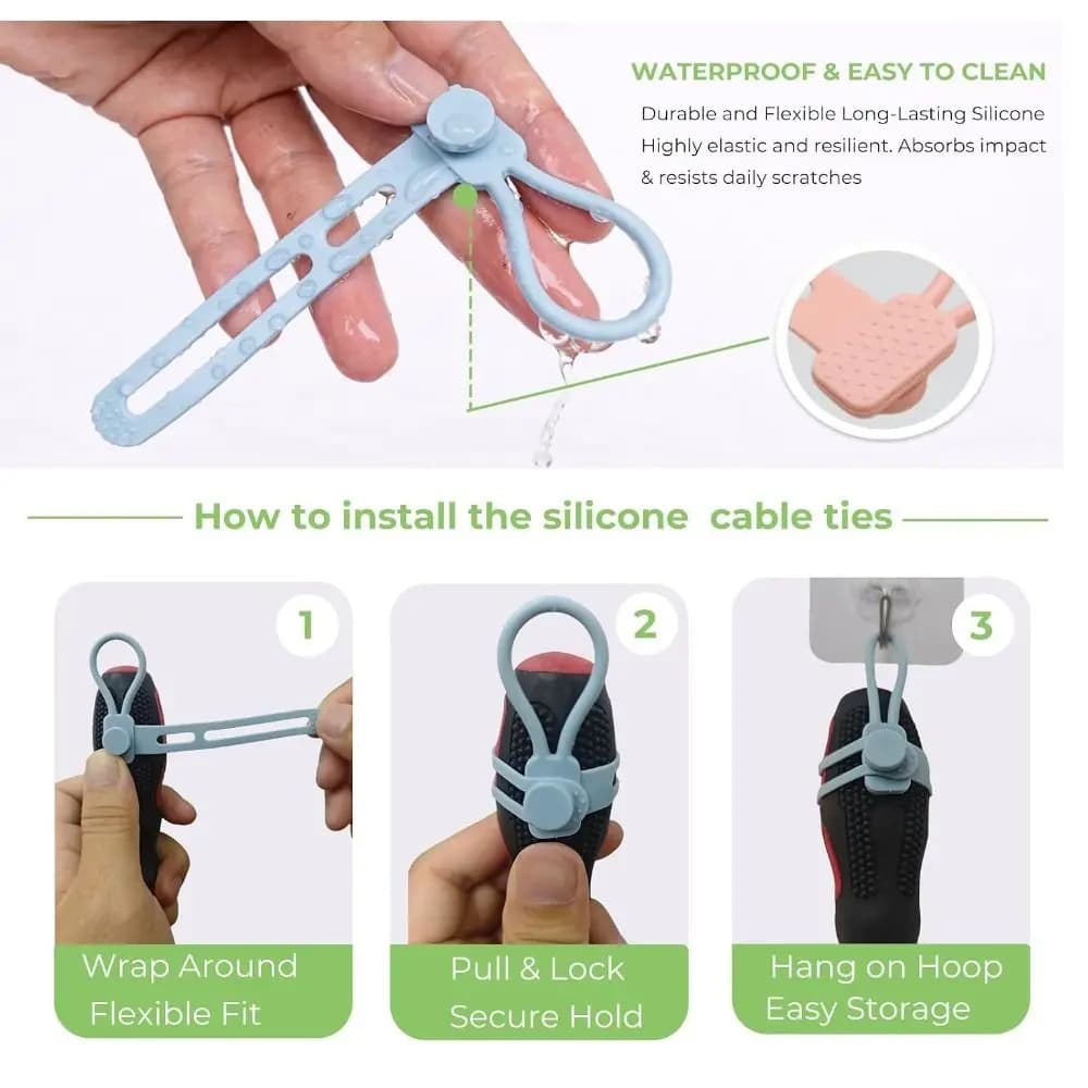 5pcs Practical Multipurpose Cable Ties Adjustable Length Tangle-Free Cord Organizer Reusable Cord Management Straps Home Office