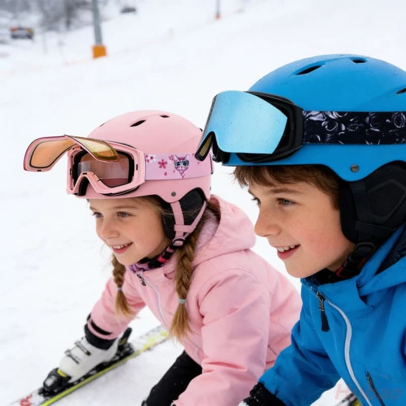 Magnetic Anti-Fog Lenses UV400 Protection Boys Girls Ski Goggles Winter Sports Eyewear